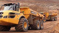 Volvo A30G Dumpers With 1 Meter Wide LGP Tires Moving Sand