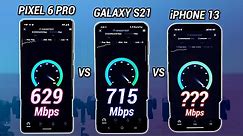 Pixel 6 Pro vs Galaxy S21 vs iPhone 13 5G Speed Test! Which Is Faster?