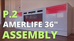 Amerlife TV Stand with 36" Fireplace Assembly | Bhhatu Media Console | TV Stand w Fireplace Assembly