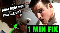 EASY FIX! Hot Water Heater Pilot Light Won't Stay Lit or On? How to fix waterheater in 1 minute