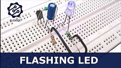 Flashing LED circuit using transistors on Breadboard - Basic Electronics Projects