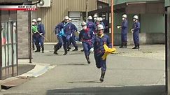 Traditional firefighter exercise held in central Japan