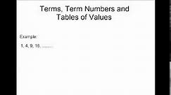 Terms, Term Numbers and Tables of Values