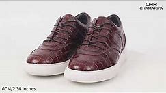 6 CM/2.36 Inches CMR CHAMARIPA Height Increasing Shoes Luxury Brown Leather Sneakers