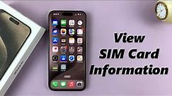 How To View SIM Card Information On iPhone