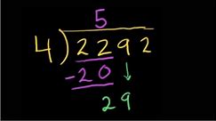 Long division with remainders: 2292÷4