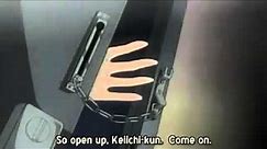Rena scares Keiichi, so he smashes her fingers.