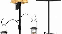 ERYTLLY Bird House Pole Mount Kit 80 Inch with 2 Hooks Hanging - Heavy Duty Adjustable Bluebird Feeder Support Rod Stand Set for Outside, Yard, Garden