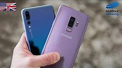 Samsung Galaxy S9 plus versus Huawei P20 Pro comparison english 4k