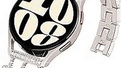 G-ficu Galaxy Watch 6 band for Samsung Galaxy Watch 6/5/4 Band 40mm 44mm, Women Bling Diamond Slim Band, Cute Luxury Metal band for Watch 5Pro/Watch 6 Classic 47mm 43mm/Watch 4 Classic/Watch 3