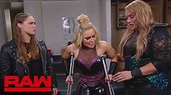 Nia Jax and Ronda Rousey check on Natalya in the trainer's room: Raw, June 4, 2018
