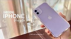 Purple IPhone 11 unboxing + accessories & set up in 2021✨