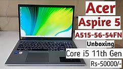 Acer Aspire 5 A515-56 15.6 inch Laptop (Core i5 11th Gen/8GB/512GB SSD/Win 10/Intel Iris Xe Graphics
