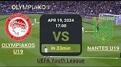 Olympiakos U19 vs Nantes U19 |UEFA Youth League | Live Football Match today | live Score