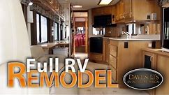 Motorhome remodel - Heated tile floor, motorized tv lift, electric fireplace, Auto Motion shades