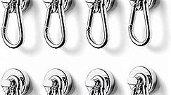 BTLIN Magnetic Hooks Strong, Heavy Duty Neodymium Magnet with Carabiner Hook Maximum Load Capacity 32LBS for Indoor Outdoor Grill Warehouse Office Factory 8Pcs