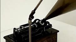 Edison Home Antique Oak Record Player Cylinder Phonograph & Horn