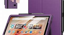 MoKo Case Fits All-New Amazon Kindle Fire HD 10 & 10 Plus Tablet (13th/11th Generation, 2023/2021 Release) 10.1" - Slim Folding Stand Cover with Auto Wake/Sleep, Purple
