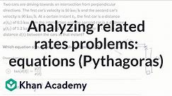 Analyzing related rates problems: equations (Pythagoras) | AP Calculus AB | Khan Academy