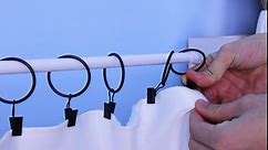 Homyplaza 44 Pack Curtain Rings With Clips, Heavy Duty Drapery Clip,Tension Rods Hooks, Polish Black Curtain Hangers Hook for Home Decorative, 1.26 Inch Rustproof Eyelet Fits up to 1 inch Curtain Rods