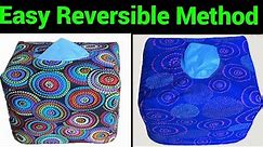 How To Make A Square Reversible Tissue Box Cover/New & Easy Method To Sew Tissue Box Holder At Home