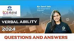 TCS Digital Verbal Ability Questions and Answers 2024