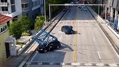 Drone Shows Partial Crane Collapse on Fort Lauderdale Bridge
