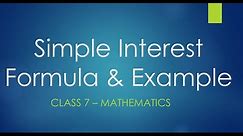 Simple Interest calculation - Class 7 Math