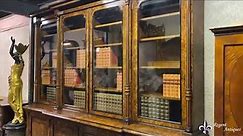 Antique Victorian Burr Walnut Library Bookcase 19th Century