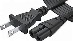 Pwr TV Power Cord 12Ft Cable for Samsung LG TCL Sony: 2 Prong AC Wall Plug 2-Slot LED LCD Insignia Sharp Toshiba JVC Hisense Electronics UN65KS8000FXZA UN40J5200AFXZA 43UH6100 Black