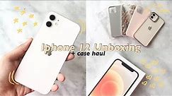 Aesthetic Iphone 12 Unboxing (white) + affordable accessories haul + size comparison with iphone 4