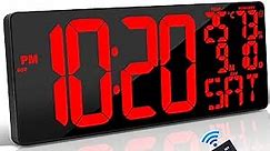 [Oversized] 18" Large Digital Wall Clock with Remote Control, Auto-Dimming Digital Clock Large Display with Date/Temp/Week, DST, Alarm, 5.9”Jumbo Numbers Large Digital Clock for All Large Spaces Use