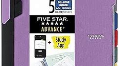 Five Star Spiral Notebook + Study App, 5 Subject, College Ruled Paper, Advance Notebook with Spiral Guard, Movable Tabbed Dividers and Expanding Pockets, 8-1/2" x 11", 200 Sheets, Purple (820013G)