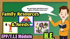 Family Resources and Needs (EPP/TLE Module) - Home Economics