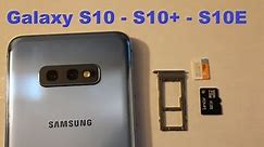 Samsung Galaxy S10, s10 Plus , S10e insert or remove sim card and sd card ..