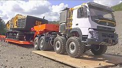 HEAVY CATERPILLAR 374F HAULAGE! VOLVO FMX 8X8 TONNAGE TRUCK! REAL RC CONSTRUCTION SITE