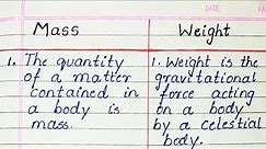 Difference between Mass and Weight