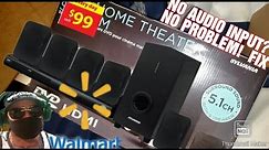 HOW TO HOOKUP AUX TO WALMARTS $100 450W SYLVANIA 5.1 DVD SOUND SYSTEM WITH NO INPUT.