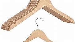 StorageWorks Wooden Hangers, Slim Natural Wood Hangers, Premium Solid Wood Clothes Hanger for Tank Top, T-Shirt, Strap Dress, 10 Pack, Natural Wood Color