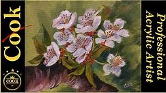See how Easily You can Paint Apple Blossoms Flowers Beginner Acrylic Painting Tutorial