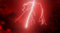 Heavy Thunderstorm At Night Powerful Red Lightning Background Video 4k