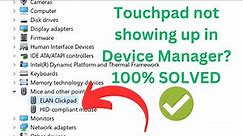 Touchpad not showing up in Device Manager || Touchpad Not Working In Windows 10/11/8/7