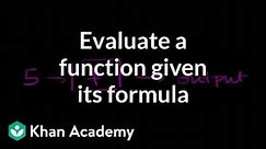 Evaluating functions given their formula | Functions and their graphs | Algebra II | Khan Academy