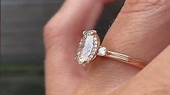 Kate - Unique Rose Gold Double Band Three Stone 1.26ct Oval Diamond Engagement Ring
