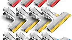 HOUSE AGAIN 12 Pack Stainless Steel Chip Bag Clips Covered with Silicone - NO More Sharp Edges - Color Coded for Food Bags - Air Tight Seal, Heavy Duty for Kitchen and Office, 3 Inches