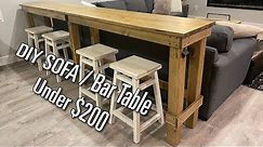 DIY Rustic BAR-TOP SOFA Table Build Under $200 Pine High-Top