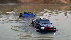 Mud road. 1/10 Scale rc car off-road Land Cruiser VS Ford Raptor 4WD rc rock crawler rock crawling