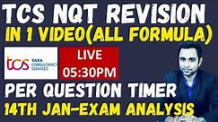 🔴TCS NQT Revision in 1 Video ( All Formula) | TCS NQT 14th Jan Analysis
