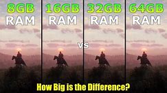 8GB vs 16GB vs 32GB vs 64GB RAM - Test in 11 Games in 2023 - any Difference?