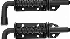 JQK Spring Loaded Latch Pin, 304 Stainless Steel Barrel Bolt Thickened 2mm Door Lock, 5 Inch Black (2 Pack), HSB300-BK-P2